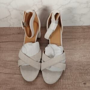 New Quince Women's Italian Leather Crisscross Sandal Almond Gray  Sz 7 0085